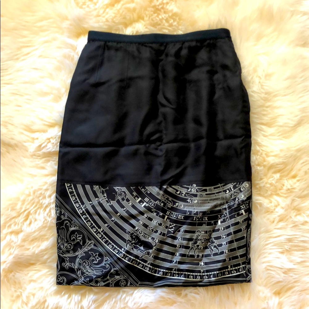 Hermes Zodiac Black/navy and white Women's Skirt 38 silk